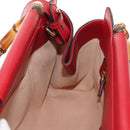 GUCCI Bamboo Nymphia Small Hand Bag Leather 2way Red Gold 453767 Auth 154912V-22