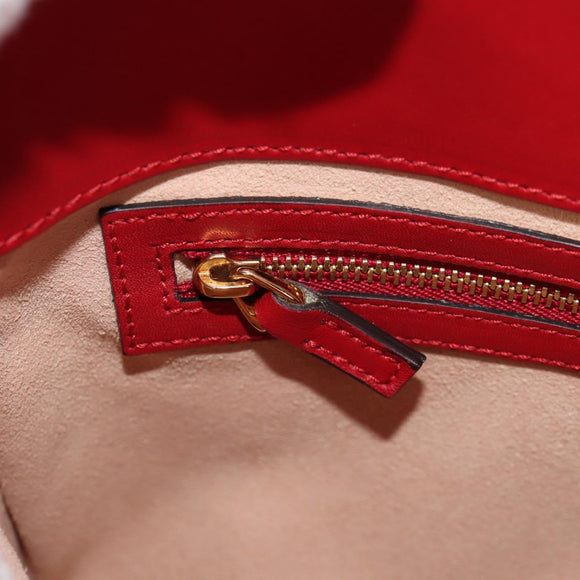 GUCCI Bamboo Nymphia Small Hand Bag Leather 2way Red Gold 453767 Auth 154912V