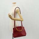 GUCCI Bamboo Nymphia Small Hand Bag Leather 2way Red Gold 453767 Auth 154912V-26