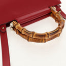 GUCCI Bamboo Nymphia Small Hand Bag Leather 2way Red Gold 453767 Auth 154912V-7