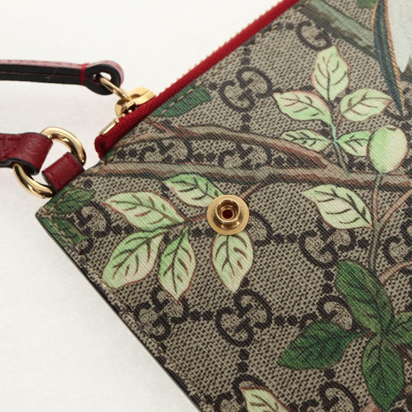 GUCCI GG Supreme Bengal Tiger Flower Bag PVC Beige Gold 454111 Auth 154913SAM