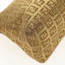 FENDI Zucchino Canvas Shoulder Bag Gold Auth 154915SAM-9