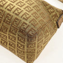 FENDI Zucchino Canvas Shoulder Bag Gold Auth 154915SAM-15