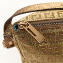 FENDI Zucchino Canvas Shoulder Bag Gold Auth 154915SAM-18