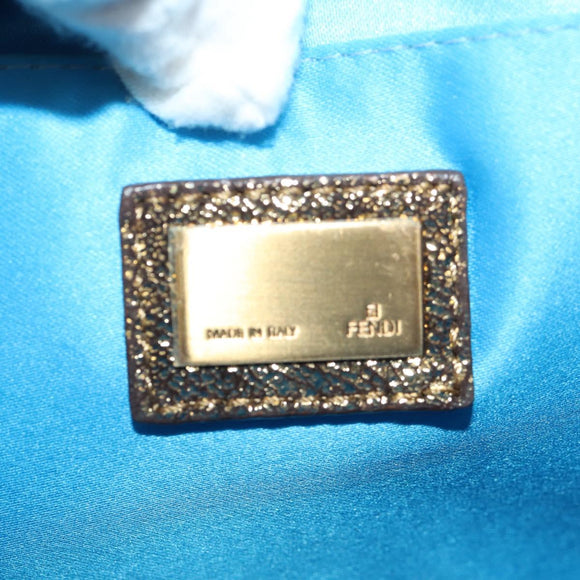 FENDI Zucchino Canvas Shoulder Bag Gold Auth 154915SAM