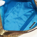 FENDI Zucchino Canvas Shoulder Bag Gold Auth 154915SAM-10