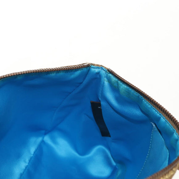 FENDI Zucchino Canvas Shoulder Bag Gold Auth 154915SAM