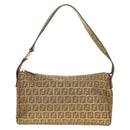 FENDI Zucchino Canvas Shoulder Bag Gold Auth 154915SAM-13