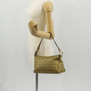 FENDI Zucchino Canvas Shoulder Bag Gold Auth 154915SAM-23
