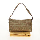 FENDI Zucchino Canvas Shoulder Bag Gold Auth 154915SAM-12
