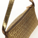 FENDI Zucchino Canvas Shoulder Bag Gold Auth 154915SAM-6