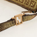 FENDI Zucchino Canvas Shoulder Bag Gold Auth 154915SAM-8