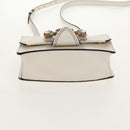 Miu Miu Mew Lady Shoulder Bag Leather White Gold Auth 154916V-6