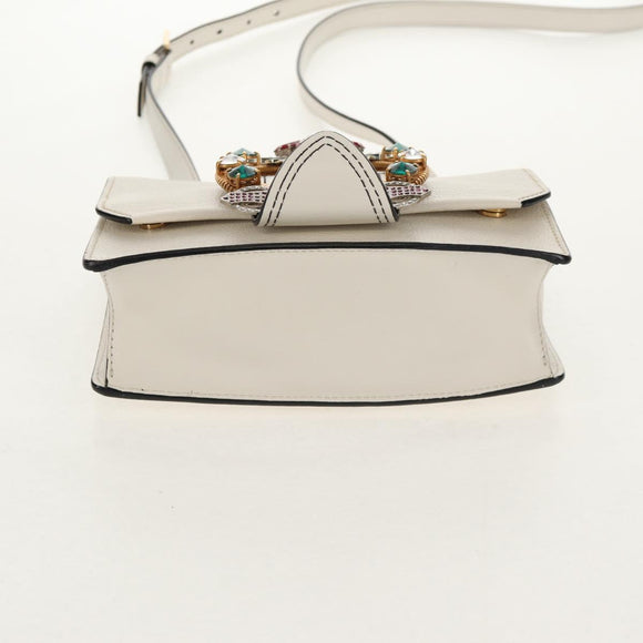 Miu Miu Mew Lady Umhängetasche Leder Weiß Gold Original 154916V