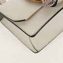 Miu Miu Mew Lady Shoulder Bag Leather White Gold Auth 154916V-16