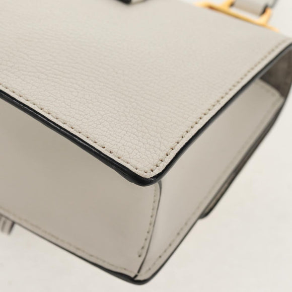 Miu Miu Mew Lady Shoulder Bag Leather White Gold Auth 154916V