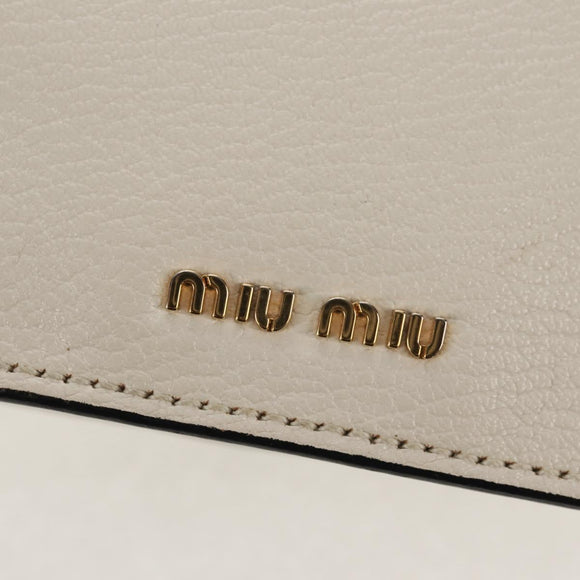 Miu Miu Mew Lady Shoulder Bag Leather White Gold Auth 154916V