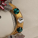 Miu Miu Mew Lady Shoulder Bag Leather White Gold Auth 154916V-23