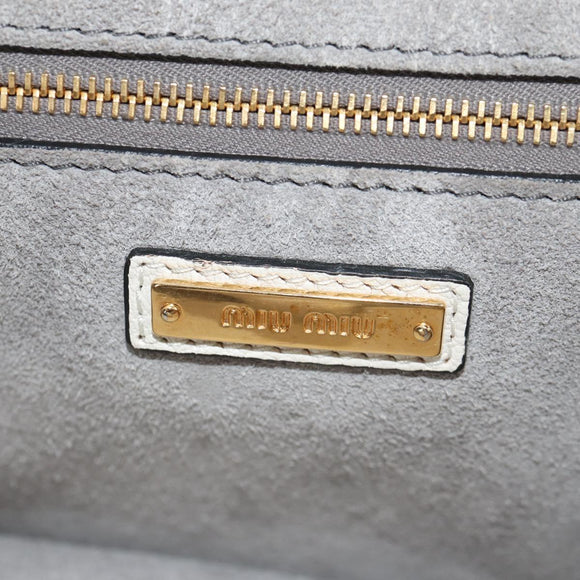 Miu Miu Mew Lady Shoulder Bag Leather White Gold Auth 154916V