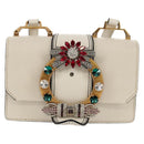Miu Miu Mew Lady Umhängetasche Leder Weiß Gold Original 154916V-13