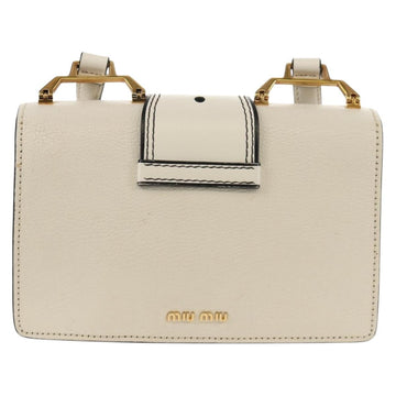 Miu Miu Mew Lady Shoulder Bag Leather White Gold Auth 154916V - 0