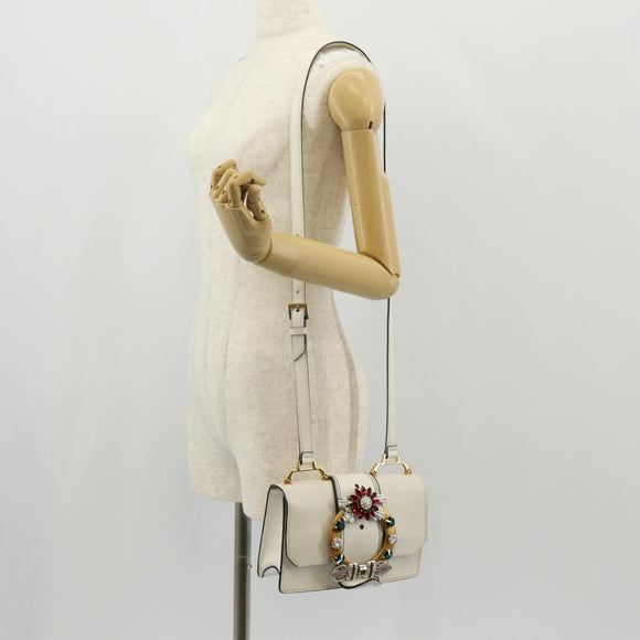 Miu Miu Mew Lady Umhängetasche Leder Weiß Gold Original 154916V