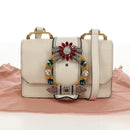 Miu Miu Mew Lady Umhängetasche Leder Weiß Gold Original 154916V-12