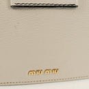 Miu Miu Mew Lady Shoulder Bag Leather White Gold Auth 154916V-3