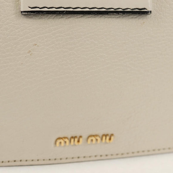 Miu Miu Mew Lady Shoulder Bag Leather White Gold Auth 154916V