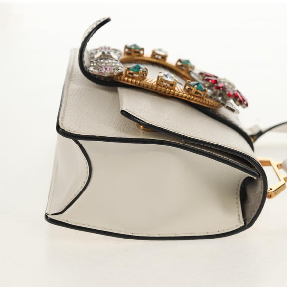 Miu Miu Mew Lady Umhängetasche Leder Weiß Gold Original 154916V