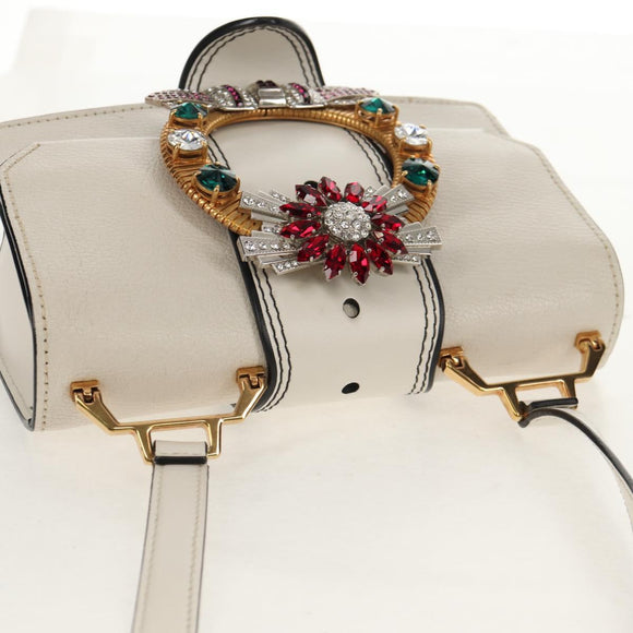 Miu Miu Mew Lady Umhängetasche Leder Weiß Gold Original 154916V