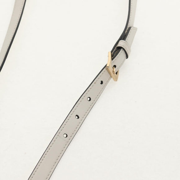 Miu Miu Mew Lady Shoulder Bag Leather White Gold Auth 154916V