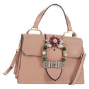 Miu Miu Mew Lady Hand Bag Leather 2way Pink Gold Auth 154917V-1