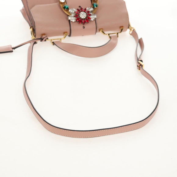 Miu Miu Mew Lady Handtasche Leder 2-Wege Pink Gold Auth 154917V