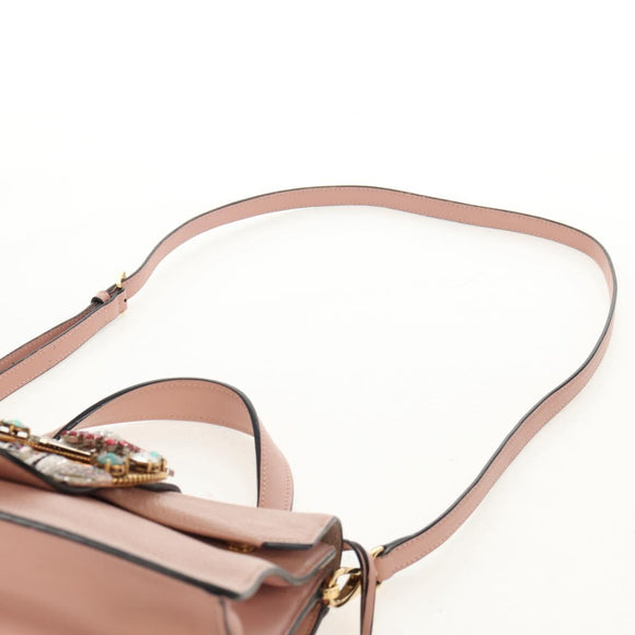 Miu Miu Mew Lady Handtasche Leder 2-Wege Pink Gold Auth 154917V