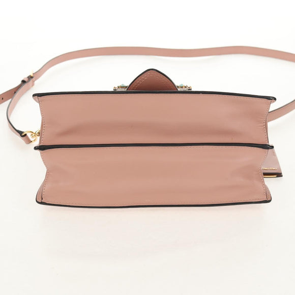 Miu Miu Mew Lady Hand Bag Leather 2way Pink Gold Auth 154917V