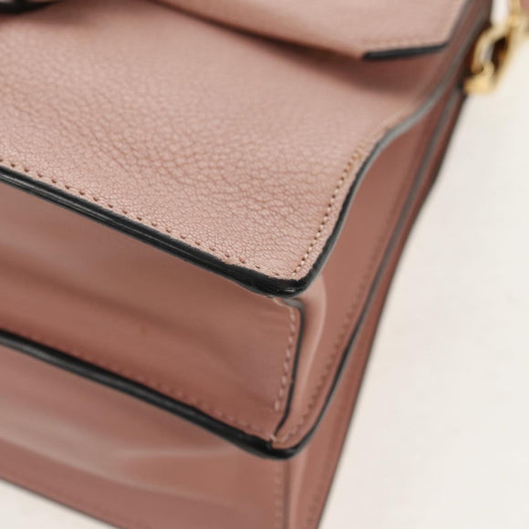 Miu Miu Mew Lady Hand Bag Leather 2way Pink Gold Auth 154917V