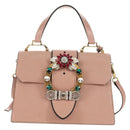 Miu Miu Mew Lady Hand Bag Leather 2way Pink Gold Auth 154917V-13