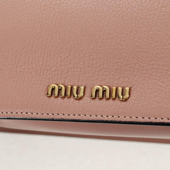 Miu Miu Mew Lady Handtasche Leder 2-Wege Pink Gold Auth 154917V
