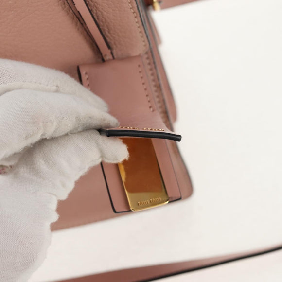 Miu Miu Mew Lady Hand Bag Leather 2way Pink Gold Auth 154917V