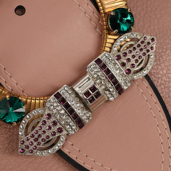 Miu Miu Mew Lady Hand Bag Leather 2way Pink Gold Auth 154917V