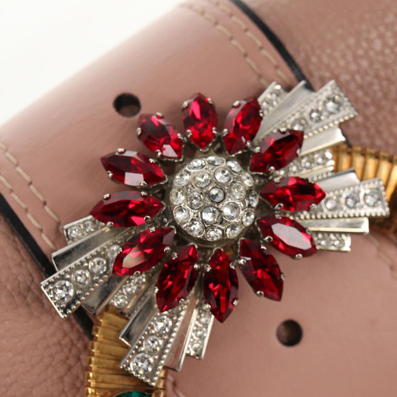 Miu Miu Mew Lady Hand Bag Leather 2way Pink Gold Auth 154917V