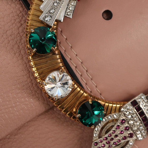 Miu Miu Mew Lady Hand Bag Leather 2way Pink Gold Auth 154917V