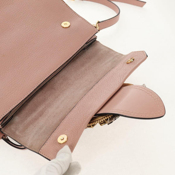 Miu Miu Mew Lady Hand Bag Leather 2way Pink Gold Auth 154917V