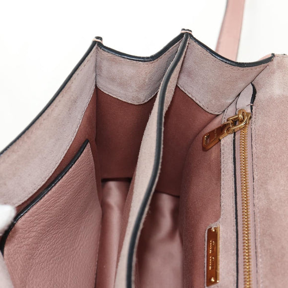 Miu Miu Mew Lady Handtasche Leder 2-Wege Pink Gold Auth 154917V