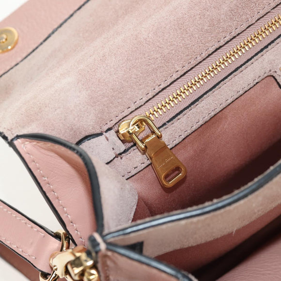 Miu Miu Mew Lady Handtasche Leder 2-Wege Pink Gold Auth 154917V