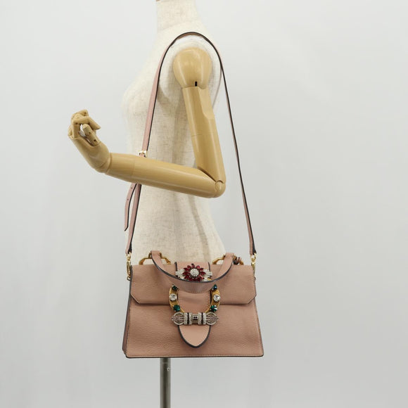 Miu Miu Mew Lady Handtasche Leder 2-Wege Pink Gold Auth 154917V