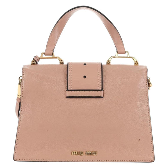 Miu Miu Mew Lady Hand Bag Leather 2way Pink Gold Auth 154917V
