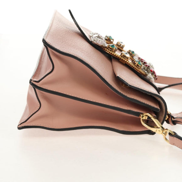 Miu Miu Mew Lady Handtasche Leder 2-Wege Pink Gold Auth 154917V