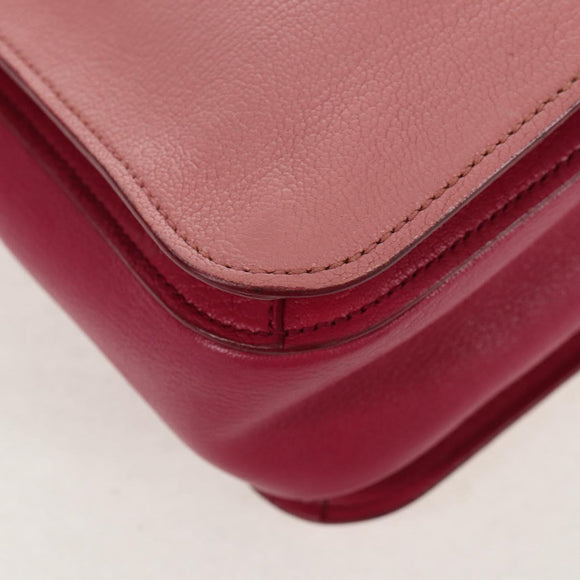 Miu Miu Madras Hand Bag Leather 2way Pink Gold Auth 154918V